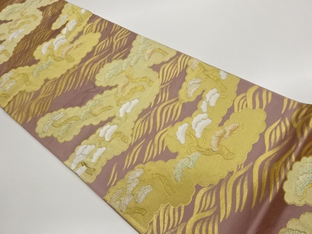 JAPANESE KIMONO / FUKURO OBI / WOVEN PINE & CLOUD